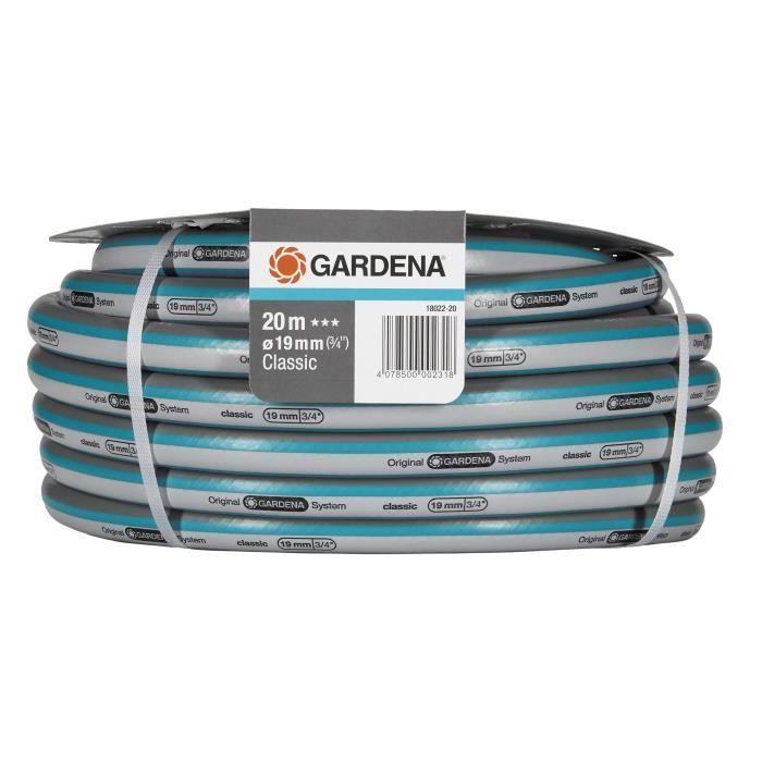 GARDENA Tuyau d'arrosage Classic  Longueur 20m  Ø19mm  Haute résistance pression 22 bar maximum  Garantie 12 ans (18022-20) - Paloma Tech