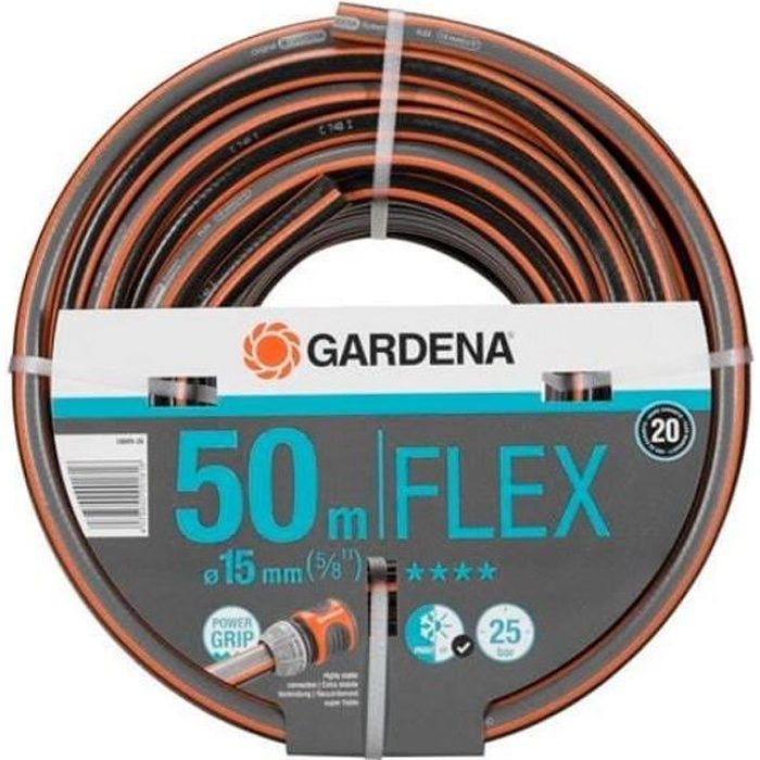 GARDENA Tuyau d'arrosage Comfort FLEX  Longueur 50m  Ø15mm  Anti noeud et indéformable  Garantie 20 ans (18049-26) - Paloma Tech