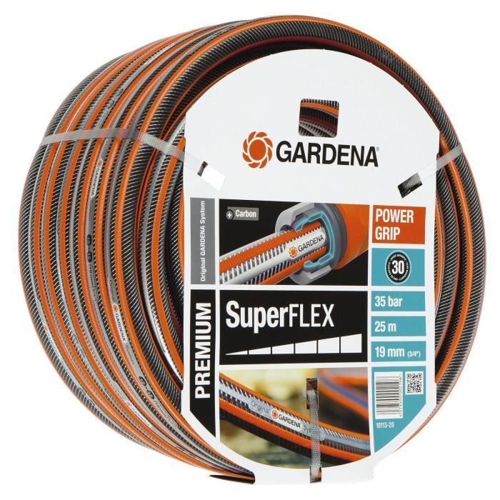 GARDENA Tuyau d'arrosage Premium SuperFLEX  Longueur 25m  Ø19mm  Anti noeud et indéformable  Garantie 30 ans (18113-20) - Paloma Tech