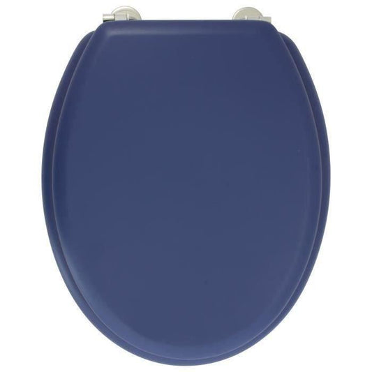 GELCO DESIGN Abattant WC Dolce - Charnieres inox - Bois moulé - Bleu marine - Paloma Tech