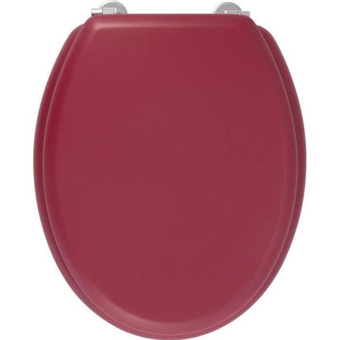 GELCO DESIGN Abattant WC Dolce - Charnieres inox - Bois moulé - Rouge cardinal - Paloma Tech