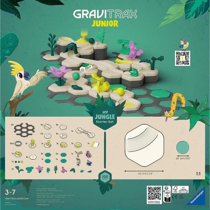 Gravitrax Junior - Starter Set My Jungle 97 pieces - Circuit de billes - Jeu de construction créatif - Ravensburger