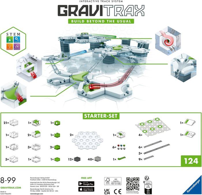 Gravitrax Starter Set 122 pieces Circuit de billes Jeu de construction créatif Des 8 ans 22410 Ravensburger