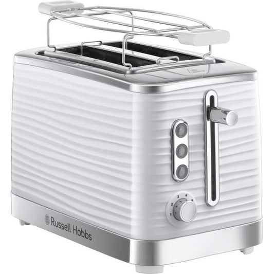 Grille-Pain - RUSSELL HOBBS - Inspire Blanc - 1050 W - Fentes extra larges - Technologie Lift'n Look, réchauffage, décongélation - Paloma Tech