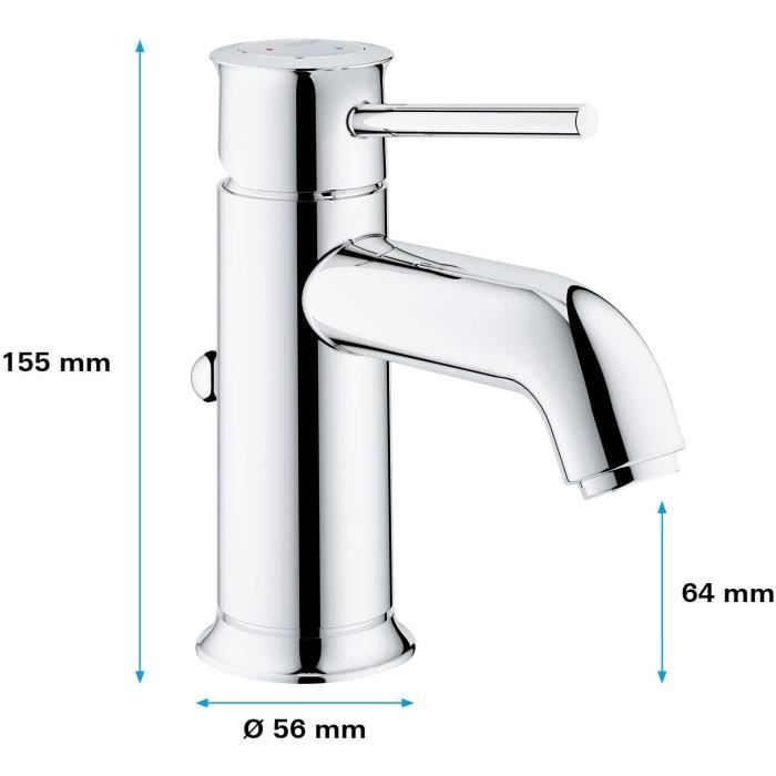 GROHE Mitigeur monocommande Lavabo Taille S Start Classic Chromé 23782000