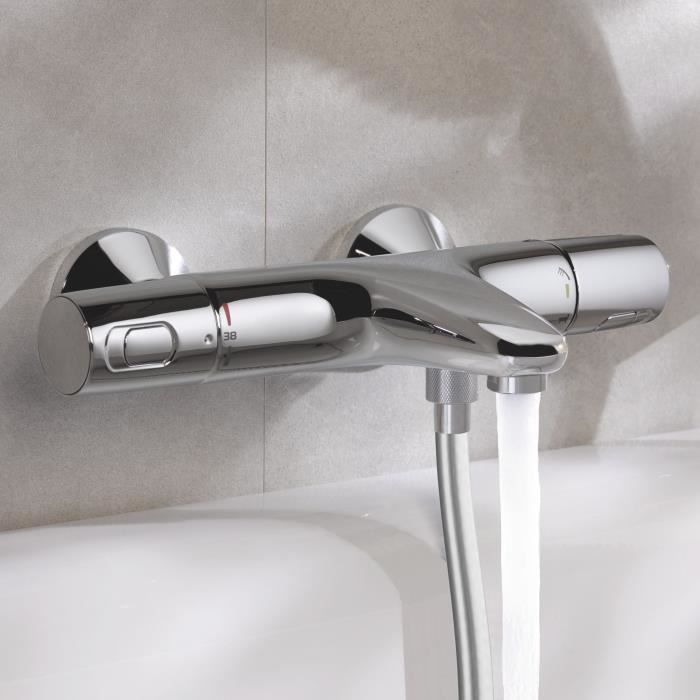 GROHE Mitigeur thermostatique Bain / Douche Precision Trend protection anti-brûlure raccord fileté 1/2 chromé 34227002