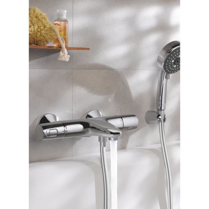 GROHE Mitigeur thermostatique Bain / Douche Precision Trend protection anti-brûlure raccord fileté 1/2 chromé 34227002