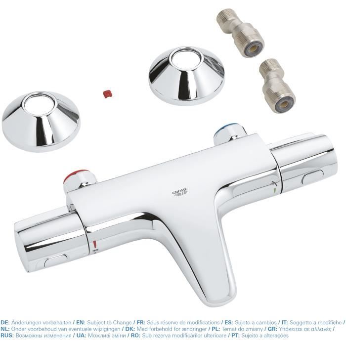 GROHE Mitigeur thermostatique Bain / Douche Precision Trend protection anti-brûlure raccord fileté 1/2 chromé 34227002