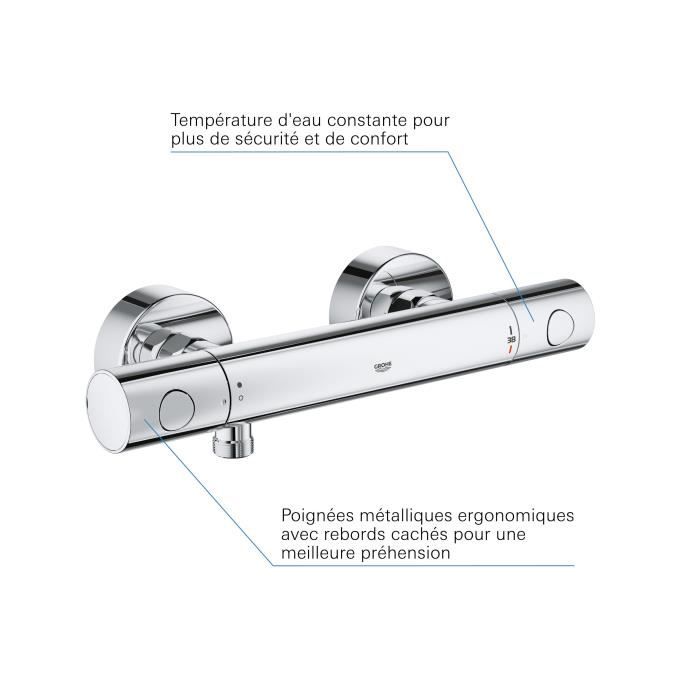 GROHE Mitigeur thermostatique douche Precision Get montage mural indicateur de température filtres intégré 34773000