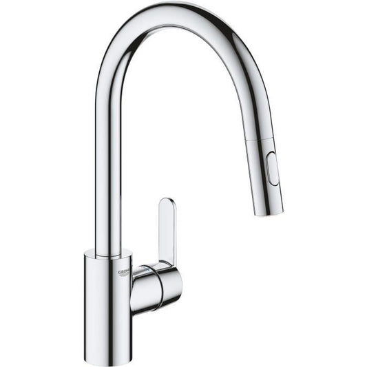 GROHE Robinet de cuisine évier Get robinet avec douchette extractible bec en forme de U inverseur 2 jets Supersteel