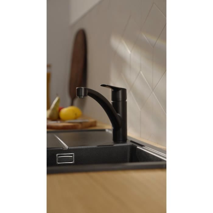 GROHE Start - 324412432 - Robinet de cuisine - Mitigeur monocommande évier - Noir mat - Bec bas - Rotation 140°