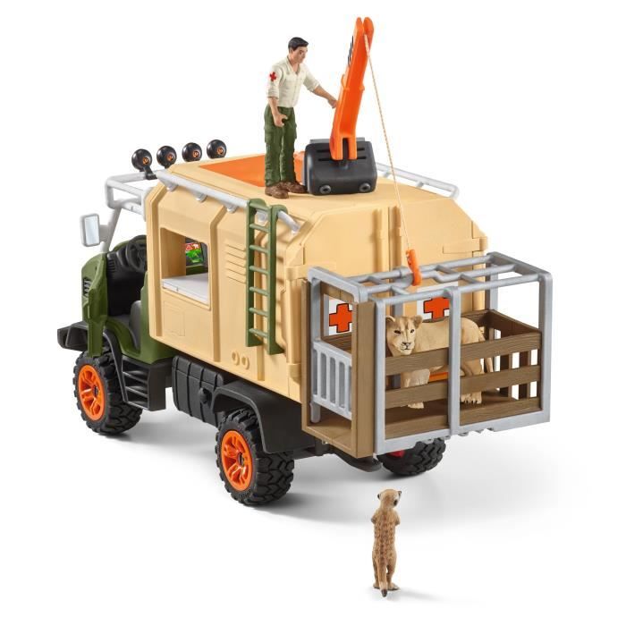 Gros camion de sauvetage d’animaux coffret de jeu de 45 pieces avec 2 figurines d’animaux 1 figurine de ranger