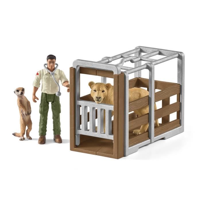 Gros camion de sauvetage d’animaux coffret de jeu de 45 pieces avec 2 figurines d’animaux 1 figurine de ranger