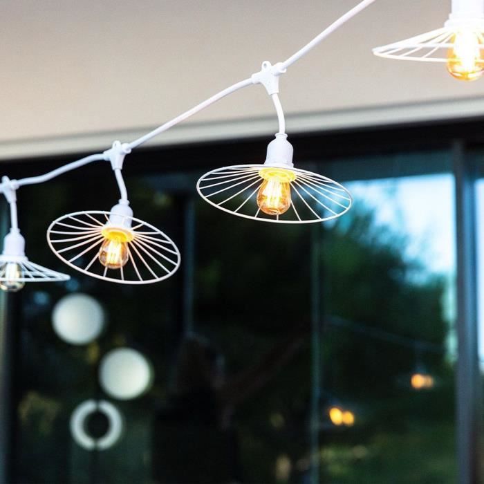 Guirlande lumineuse extérieur - LUMISKY - CHIC WHITE LIGHT - 6 m - 10 ampoules a filament - E27 - LED blanc chaud - Paloma Tech