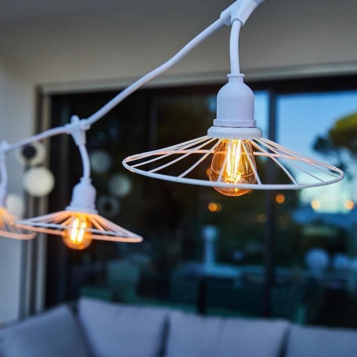 Guirlande lumineuse extérieur - LUMISKY - CHIC WHITE LIGHT - 6 m - 10 ampoules a filament - E27 - LED blanc chaud - Paloma Tech