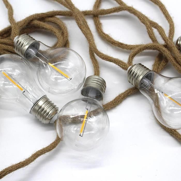 Guirlande lumineuse extérieur - LUMISKY - FANTASY CORD - 7.70 m - 10 ampoules filament transparentes - LED blanc chaud - Paloma Tech