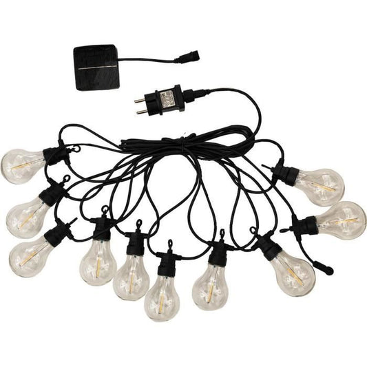 Guirlande lumineuse extérieur - LUMISKY - PARTY CLEAR HYBRID - 7.50 m - Solaire et sur secteur - 10 globes - LED blanc chaud - Paloma Tech