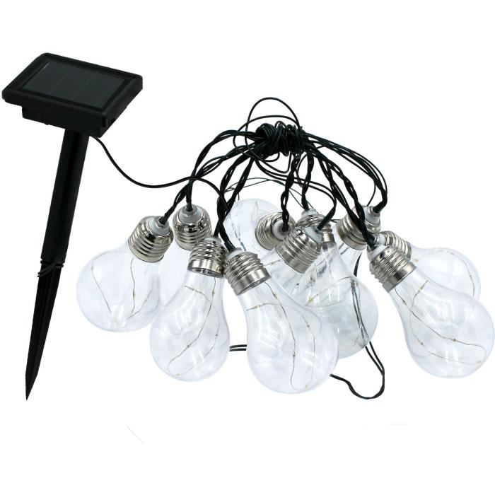 Guirlande lumineuse solaire - LUMISKY - FANTASY STAR SOLAR - 3.75 m - 10 ampoules cuivre micro - LED blanc chaud - Paloma Tech