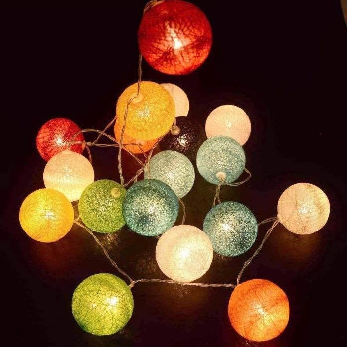 Guirlande lumineuse solaire - LUMISKY - MIMY COLORS SOLAR - 3.80 m - Boules de coton - 10 ampoules - LED blanc chaud - Paloma Tech