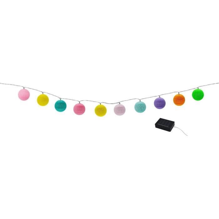 Guirlande lumineuse solaire - LUMISKY - MIMY COLORS SOLAR - 3.80 m - Boules de coton - 10 ampoules - LED blanc chaud - Paloma Tech