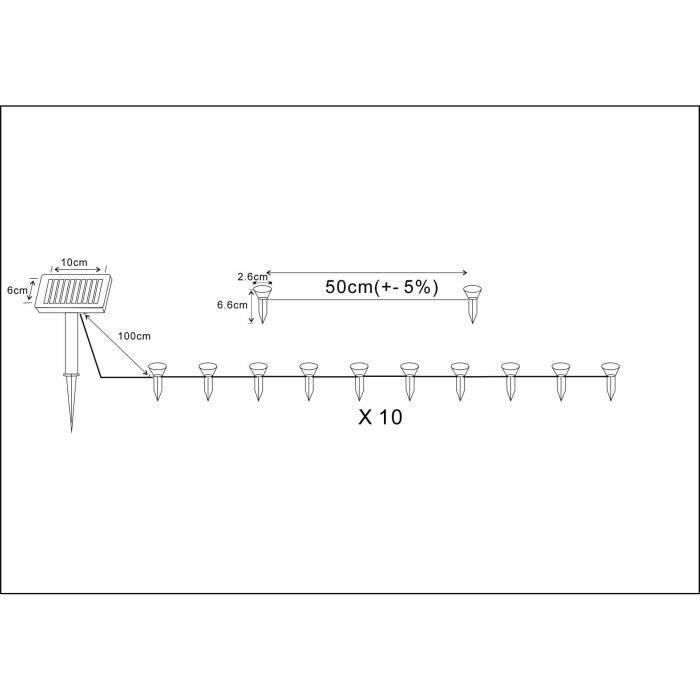 Guirlande solaire a planter 10 LED blanches - GALIX - 5m - 0,5W - 100 Lumens - 8h d'éclairage - Paloma Tech