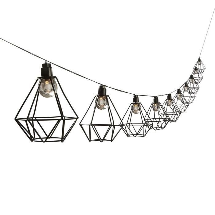 Guirlande solaire cage diamant d'extérieur mily - LUMI JARDIN - 10 ampoules LED - 3,8 m - Paloma Tech