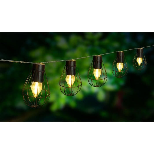 Guirlande solaire cage Keny - LUMIJARDIN - 10 ampoules LED - 3,8 m - Extérieur - Paloma Tech