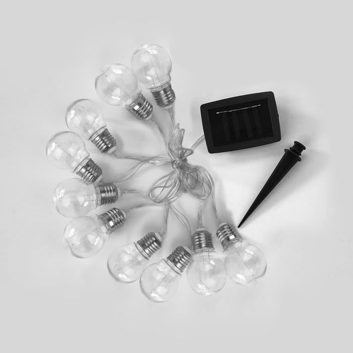 Guirlande solaire Dixy avec 10 ampoules a filament LED - LUMI JARDIN - Résistante a l'eau - 3,8 m - Paloma Tech