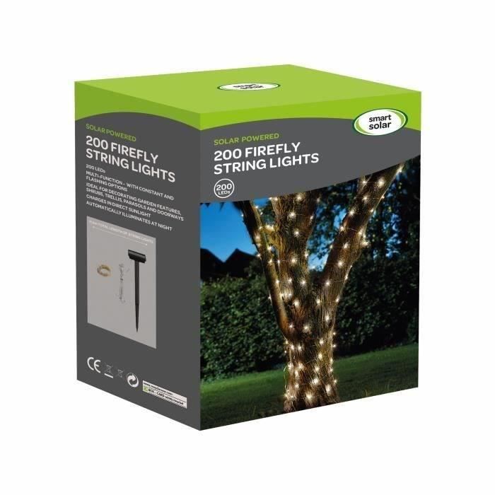 Guirlande solaire extérieure LUCIOLE 200 leds blanc chaud - SMART GARDEN - 21.9m - Paloma Tech