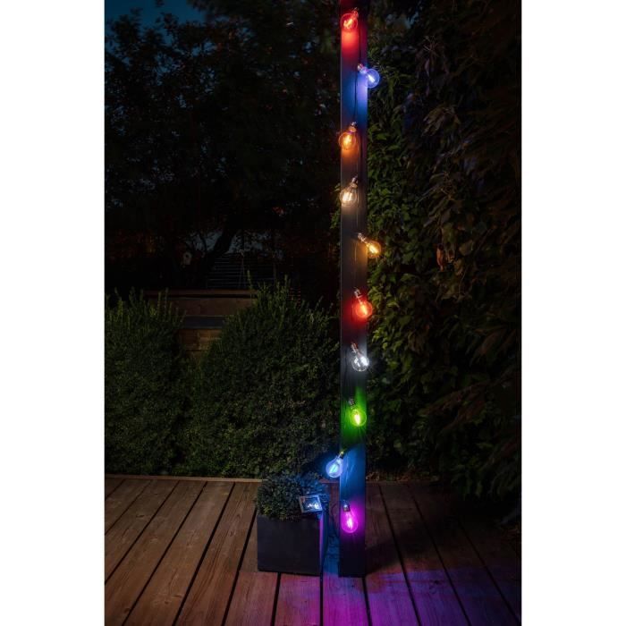 Guirlande solaire guinguette GALIX - 10 LED multicolores a filament - Extérieur - Paloma Tech