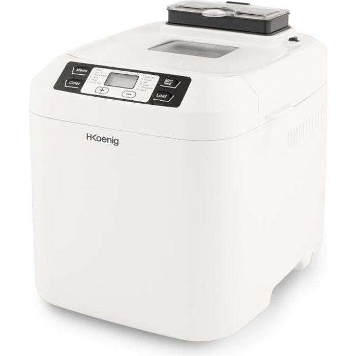 H.KoeNIG BAKE340 - Machine a pain avec graines - 12 programmes - 3 niveaux de cuisson - 550W - 2 tailles: 650 ou 800g