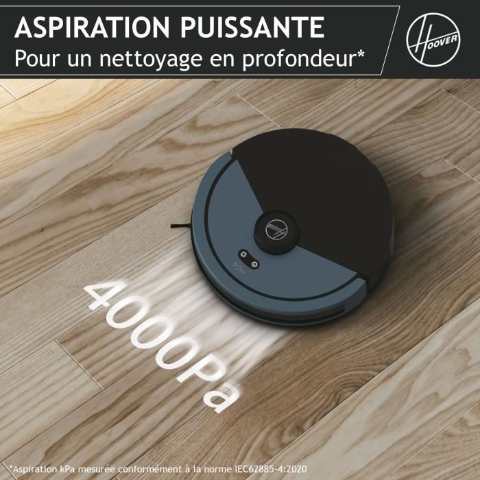 Hoover HG430H Hydro Robot Aspirateur Laveur - Puissant 4000Pa - Tous Sols - Navigation Laser -Capteur d’obstacles