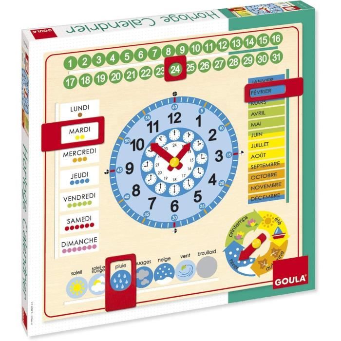 Horloge calendrier - GOULA - Apprentissage des mois saisons jours et heures