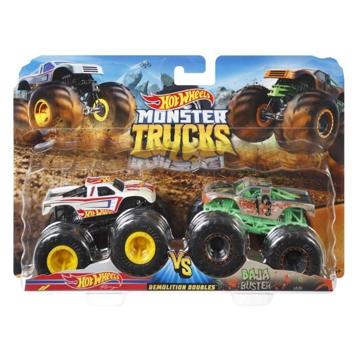 Hot Wheels - Coffret 2 véhicules Monster Truck Double Démolition - Petites Voitures - 3 ans et + FYJ64