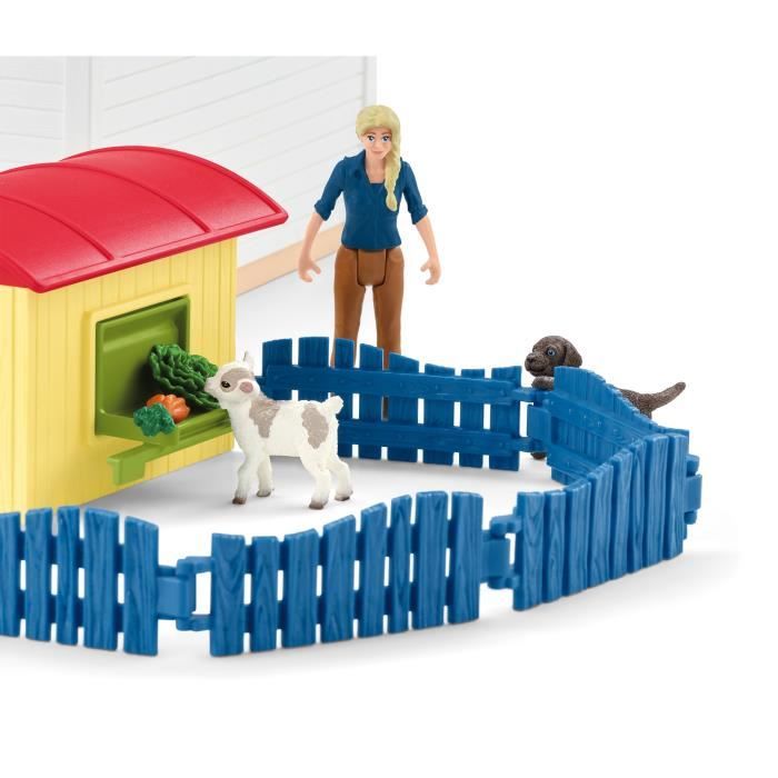 Hôtel des Animaux de la Ferme - Grand coffret de 54 Pieces de Jouets Schleich avec Chien Chat Lapin Accessoires