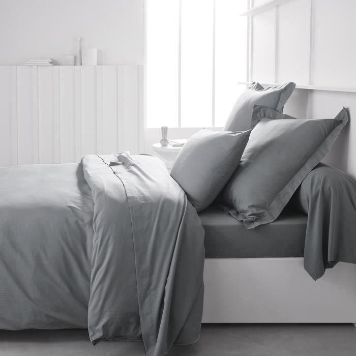 Housse de couette TODAY Essential - 220 x 240 cm - 2 personnes - 100% Coton uni - Acier - Paloma Tech