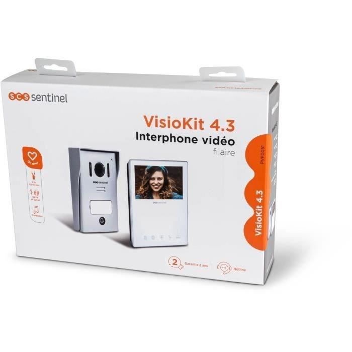 Interphone vidéo filaire coloris blanc - VisioKit 4.3 - SCS SENTINEL - Garantie 3 ans