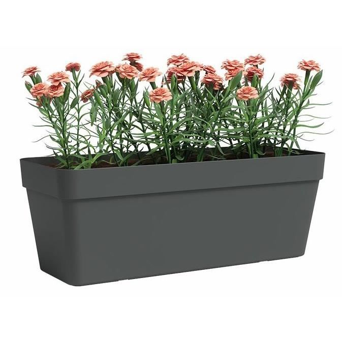 Jardiniere - Plastique - Anthracite - Rectangulaire - L49,9 x P20 x H18,1cm - ARTEVASI - Paloma Tech