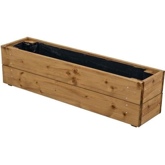 Jardinieres a fleurs EKJU - 75x18xh20 cm - Traitées en autoclave brun - Paloma Tech