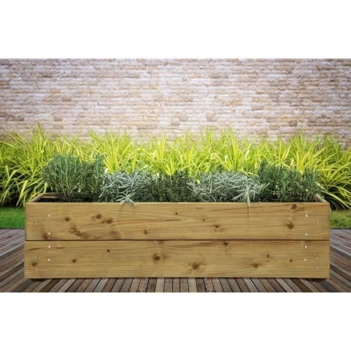 Jardinieres a fleurs EKJU - 75x18xh20 cm - Traitées en autoclave brun - Paloma Tech