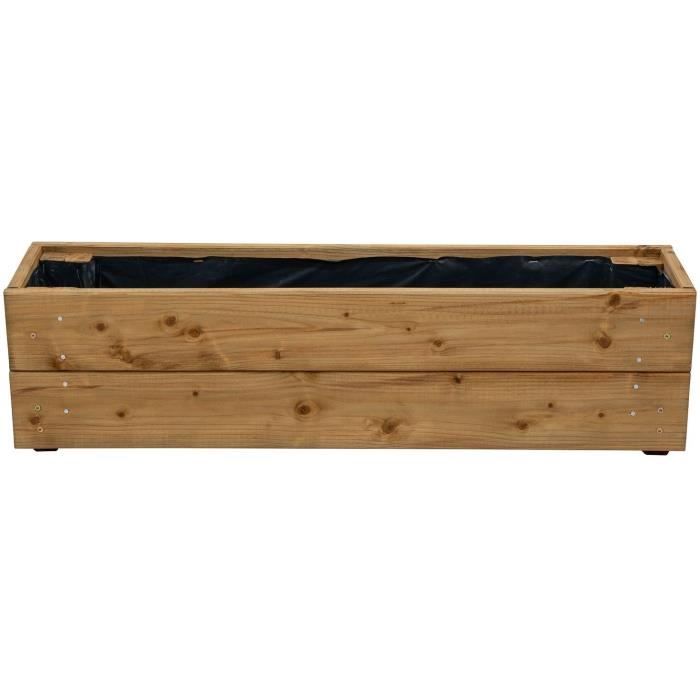 Jardinieres a fleurs EKJU - 75x18xh20 cm - Traitées en autoclave brun - Paloma Tech