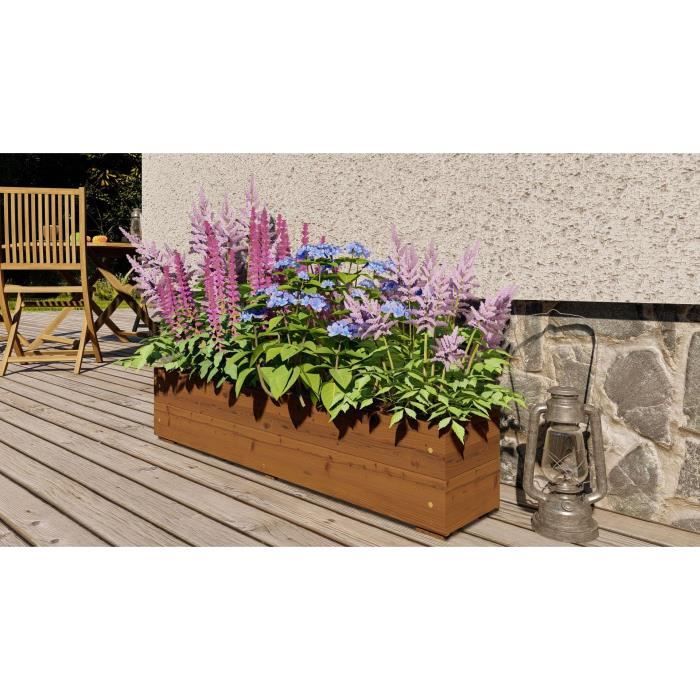 Jardinieres a fleurs EKJU - 95x18xh20 cm - Traitées en autoclave brun - Paloma Tech