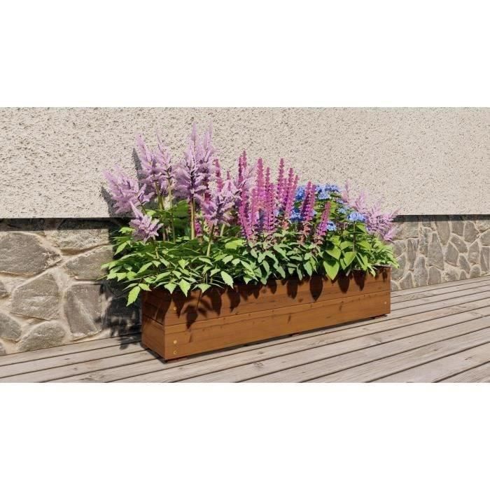 Jardinieres a fleurs EKJU - 95x18xh20 cm - Traitées en autoclave brun - Paloma Tech