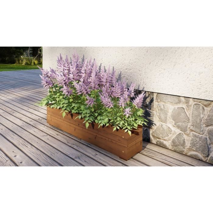 Jardinieres a fleurs EKJU - 95x18xh20 cm - Traitées en autoclave brun - Paloma Tech