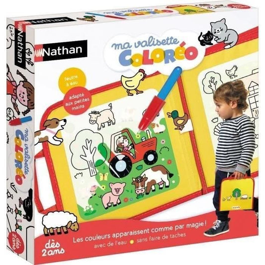 Jeu créatif - NATHAN - MA VALISETTE COLOREO - Coloriage magique a l’eau - Portable sans taches - Feutre a eau