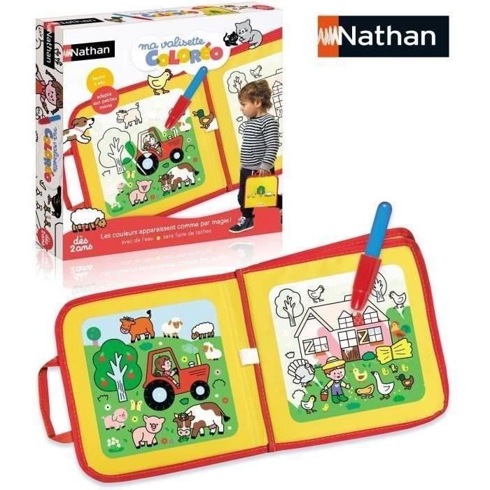 Jeu créatif - NATHAN - MA VALISETTE COLOREO - Coloriage magique a l’eau - Portable sans taches - Feutre a eau