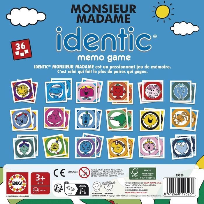 Jeu d’apprentissage - EDUCA - Monsieur Madame - Identic