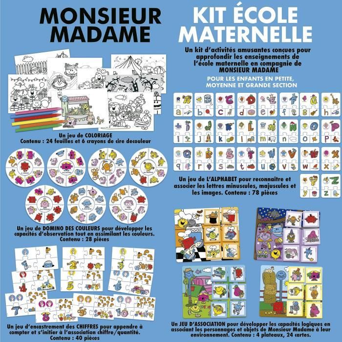 Jeu d’apprentissage - EDUCA - Monsieur Madame - Kit École Maternelle