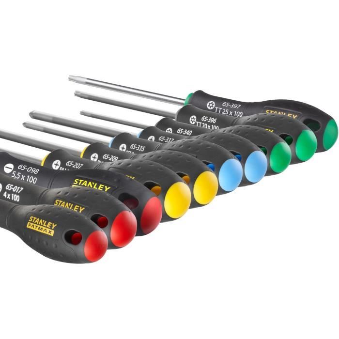 Jeu de 10 Tournevis - STANLEY FATMAX - FMHT0-62128 - Electricien + Mecanicien + Phillips + Pozidriv