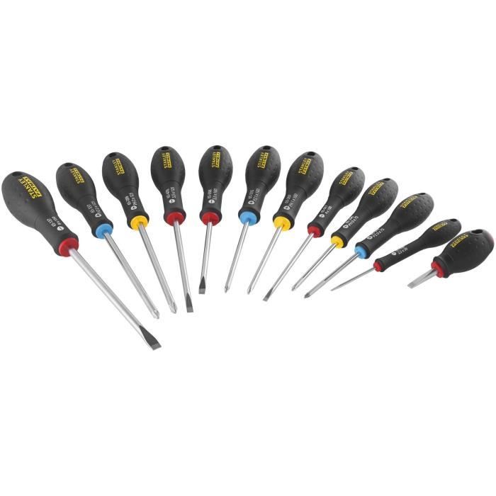 Jeu de 12 Tournevis - STANLEY FATMAX - FMHT65426-0 - Electricien + Mecanicien + Phillips + Pozidriv